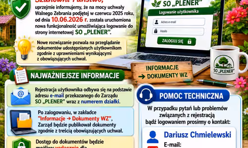 Komunikat dla użytkowników SO „PLENER”